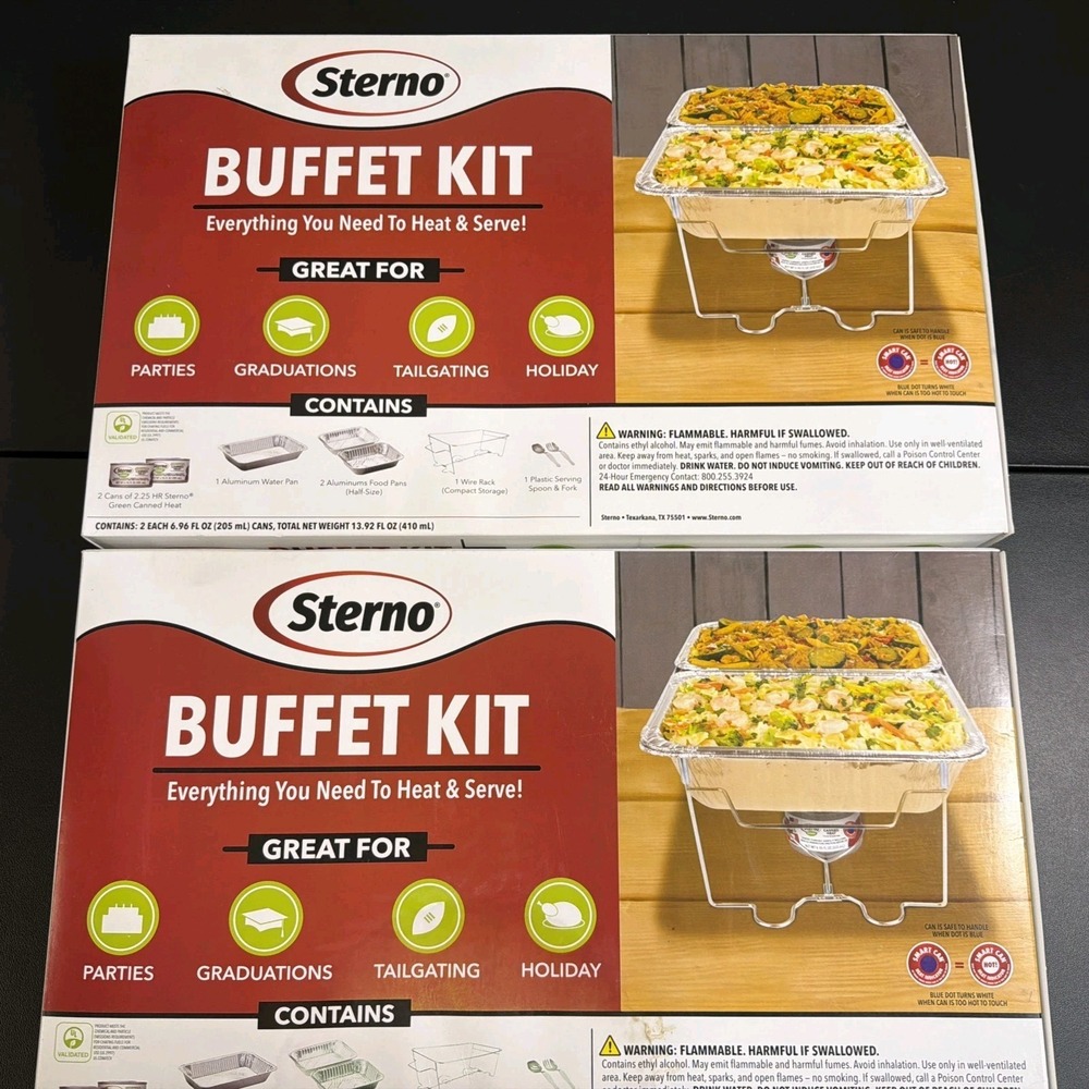 Sterno 20.88 in. W X 3.25 in. L Buffet Set Silver 8 pc Lot Of 2
